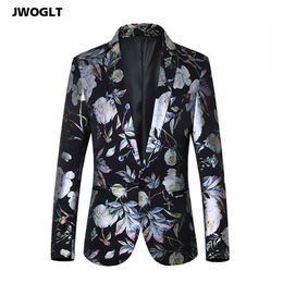 Korean Fashion Blazer New Spring Autumn Slim Fit Men Floral Printed Suit Blazer Jacket Men Plus Size 5XL 6XL 210412