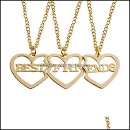 Pendant Necklaces Broken Heart Necklace 3Pcs A Set Jewelry Valentines Day Gift Best Friends Forever Drop Delivery 2021 Penda Mjfashion Dh6Fn