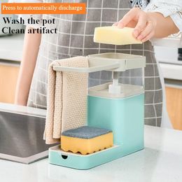 Kitchen Storage & Organization Sink Shelf Soap Pump Dispenser Sponge Holder Drain Rack Basket Dishwashing Liquid Press Box Gadget OrganizerK