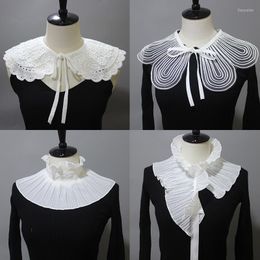 Bow Ties Styles Women Embroidered Fake Collar White Shawl Doll False Shirt Dress Blouse Lapel Detachable Fuax ColsBow