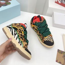 Top Quality Colourful Sneakers Unisex Big Shoelaces Skateboard Shoes for Women Genuine Leather Suede Casual Flat Shoes Designer mkjk548555