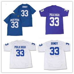 Chen37 Men Al Bundy #33 Polk High Football Movie Jersey Full Stitched Blue White Purple Size S-4XL