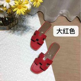 women's summer flat bottom fashion wear leather new sandals beach travel shoes one word slippers 80% factory online sales