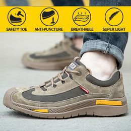 Safety Shoes Puncture-Proof Wear Resistant Mens Sneakers Breathable Comfortable Flexibility Compression Resistance Work Shoes