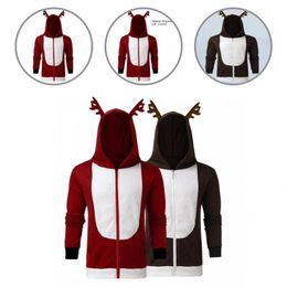 Men's Sweaters Elk Ear Pockets Contrast Colors Cardigan Christmas Hoodie For Taking PosMen's