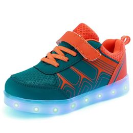 JawayKids Musim Semi Panas Anakanak LED Sepatu USB pengisian bercahaya sneakers Bernapas Kasual untuk anak lakilaki dan 220611