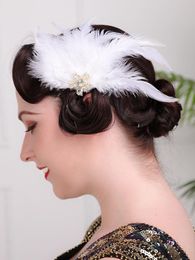 Hair Clips & Barrettes Pure White Feather Accessories Fascinators Elegant Women Hairpieces Vintage Wedding Veil For Bride Headdress ClipsHai