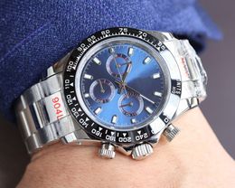 Automatic Mechanical Men Watches Brand Watch Classic Blue Dial Ceramic Bezel Silver Stainless Steel Strap