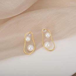 Stud Cute Irregular Pearl Earrings For Women Stainless Steel Earring Vintage Wedding Aesthetic Jewelry Fashion Baroque GiftsStud Farl22