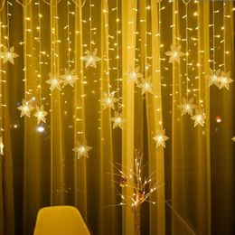 Party Decoration 4M 19 Pendants Christmas Stars LED String Lights Flashing Curtain Light Holiday Connectable Wave Fairy