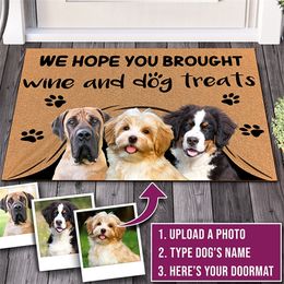 Custom Doormat Personalised giftsText Name Pet Dog Cat Po No Need to Knock We Know Youre Hereindooroutdoor carpet Door mat 220607