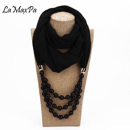 Lamaxpa Fashion Women Solid Jewelry Pendant Chiffon Scarf Pearl Shawls And Wraps Soft Female Accessories 65colors