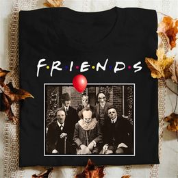 100% Cotton T-shirt Horror Friends Pennywise Michael Myers Jason Voorhees Halloween Men T-Shirt Cotton Tshirts for men and women 220513