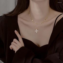 Chains High Quality 925 Sterling Silver Necklace Zircon Simple Cross Pendant Chocker Women Cz Charm JewelryChains ChainsChains Sidn22