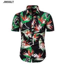 Summer New Fashion Regular Fit Casual Shirts Mens Short Sleeve Hawaiian Shirts Button Down Printed Blouse Shirt M3XL 210412