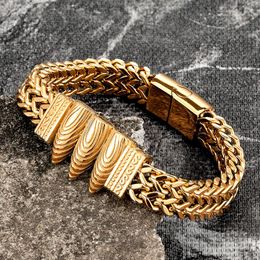 Charm Bracelets Stainless Steel Gold Chain Men Bracelet Punk Hand Accessories Magnetic Clasp Fashion Wristband Jewelry Wholesale Friends Gif