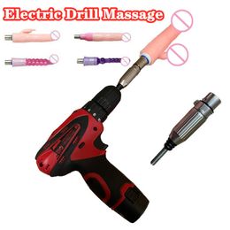 Automatic sexy Toy Electric Drill Fascia Gun Adapter Female Private Machine Thrusting Vibrator Dildo Penis Women Masturbator