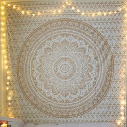 Meijuner Mandala Tapestry Indian Bohemian Wall Hanging Pared Gold Bedding MJ093 220401