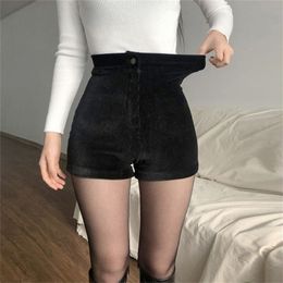 Women s Black Goth Pants Shorts High Waist Spring Autumn Fashion Tight Sexy Stretch Y2K Corduroy Female Casual 220630