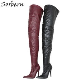 Sorbern Matte Women Boots Stilettos Custom Long Boots Unisex Over-The-Knee Boot Females Pointed Toe Sexy Fetish High Heel 12Cm