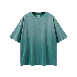 Men's T-Shirts 2022 Summer Plain Mens Retro Casual Short Sleeve T Shirt Solid Tshirt Oversize Femme Vintage Acid Wash Women Tees Cotton Luxu