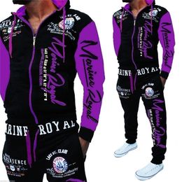 Zogaa Track Suit Hooded Jacket Sweatsuit Mens Sports Suits Brand Sportwear Jogger Set Printed Tracksuit Men Clothes 201128