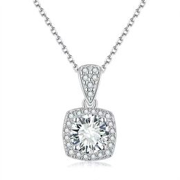 moissanite diamond jewelry Australia - Pendant Necklaces Trendy S925 Sterling Silver Princess Square Moissanite Necklace Women Jewelry Plated 18k Gold Diamond Birthday GiftPendant