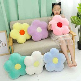 40Cm Kawaii Fresh Colorful Flower Plush Pillow Toy Soft Cartoon Plant Stuffed Doll Chair Cushion Sofa ldren Lovers Birthday Gifts J220729