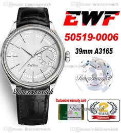 EWF Cellini Date 50519 A3165 Automatic Mens Watch 39mm Steel Case White Texture Dial Black Leather Super Edition Watches Same Series Warranty Card Timezonewatch A1