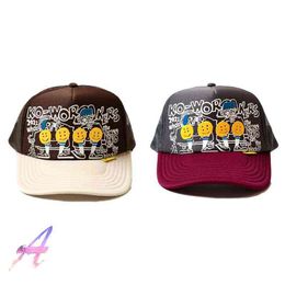 KAPital Hat Briffiti Print Smiley Face Stitching Cap ajustável Cap T220804