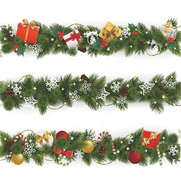 Christmas Pine Branch Waist Line Wall Stickers Living Room Skirting Decoration New Year Wallpaper Home Decor Baseboard Stickers