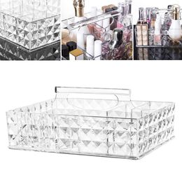 Storage Boxes & Bins Makeup Organizer Tray Transparent Acrylic Cosmetic Display Box With Handle Clear Simple Stylish Design