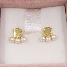 doll earrings Canada - Bear Jewelry 925 Sterling Silver earrings Gold Sweet Dolls Xxs Earrings With Pearls Fits European Jewelry Style Gift 712783000234O