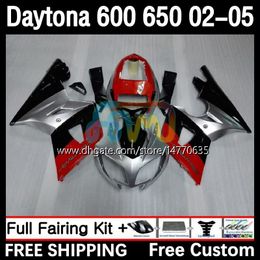 Frame Kit For Daytona 650 600 CC 02 03 04 05 Bodywork 7DH.14 Cowling Daytona 600 Daytona650 2002 2003 2004 2005 Body Daytona600 02-05 Motorcycle Fairing red silver