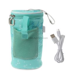 USB Baby Bottle Warmer Heater Insulated Bag Travel Cup Portable In Car Heaters Drink Warm Milk Thermostat Bag For Feed born 220512