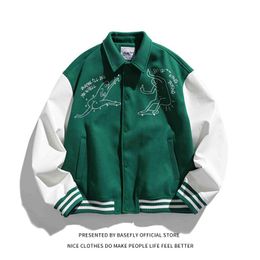 Men's Jackets Arriva Retro Vintage Short Embroidery Men Varsity Jacket Unisex Women Baseball Bomber Coat Hip Hop Award Letterman StreetMen's