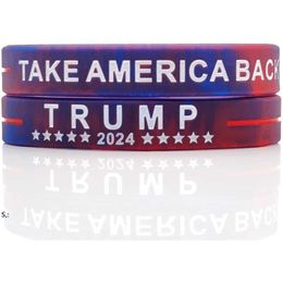 Unisex Tie Dye Rubber Silicone Wristband Donal Trump 2024 Bracelet Party Favour Keep America Great President Trump Support Bangle BBE13795