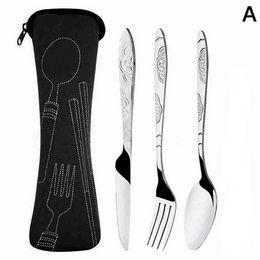 3pcs Steel Knifes Fork Spoon Set Family Travel Camping Actlery Awareful Four Dount