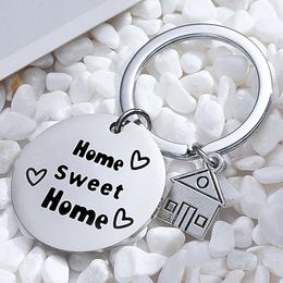 House Key Rings Sweet Round Home Keychains Housewarming Gift Cute Gift For New Homeowner Metal KeyChain Backpack Pendant