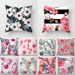 Cushion/Decorative Pillow Flower Print Cushion Cover For Wedding Decoration Case Soft Home Decor Party DIY Accessories Gift 45x45CMCushion/D