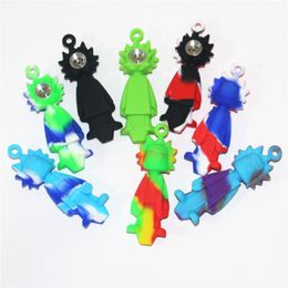 Cartoon Silicone Smoking Pipes Unbreakable Tobacco Hand Pipes Colorful Glass Pipe with Metal Bowl DHL