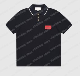 22SS Männer Designer hochwertiger T-Shirt Polo Brust Red Label Kurzarmmann Man Revers Streetwear Navy Weiß Blau Weiß Xinxinbuy XS-L
