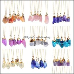 Pendant Necklaces Pendants Jewellery Colorf Natural Stone Crystal Necklace Women White Quartz Healing Chakra Men Gift Drop Delivery 2021 Mnl