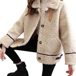 Women Spring lamb fleece sweater Coat Female Thicken Warm Jacket Loose Casual allmatch thick fur one plush Cardigans 220803