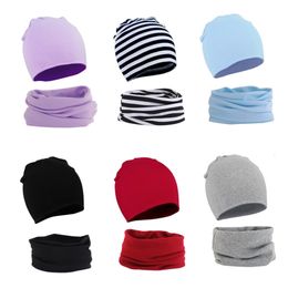 2PcsLot Baby Scarves Cap Set Warm Cotton Boy Girl Child Soild Unisex born Sd Scarf Hat For Infant Clothes Accessories 220721
