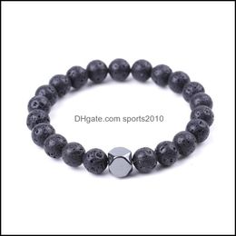 Arts And Crafts 8Mm Lava Stone Hematite Bead Strand Bracelet Diy Essential Oil Diffuser Friend Couples Bracelets For Women Sports2010 Dh0Lz