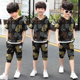 Clothing Sets Kids Boys Summer Children Short Sleeve T Shirt Pant 2Pcs Of Children's Sport Suit 4-14 Ages 4 7 9 13YearClothing