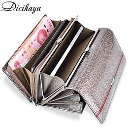 Dicihaya Brand Genuine Leather Women Wallets Crocodile Print Long Hasp Zipper Wallet Ladies Clutch Bag Female Luxury Purse