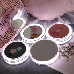 Compact Mirrors Mini Makeup Mirror With LED Light Hand Held Fold Small Cute Portable Micro USB Connect Cable Rechargeable Cosmetic MirrorCom