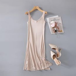 Women's Sleepwear 50% Silk Viscose Knit Stretchy Full Slip Nightdress Chemise Nightgown SG322-2Women's